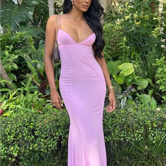 House of CB Mermaid Maxi Dress M Plus Cup - Pink - Picture 10 of 10